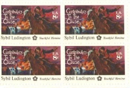 SYBIL LUDINGTON--Block-4 Collectible Unused 1975 Stamps-FREE SHIPPING