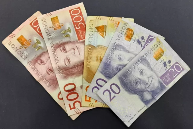 Sweden Banknote 20 , 50 & 500 Kronor (Lot 5 pieces)