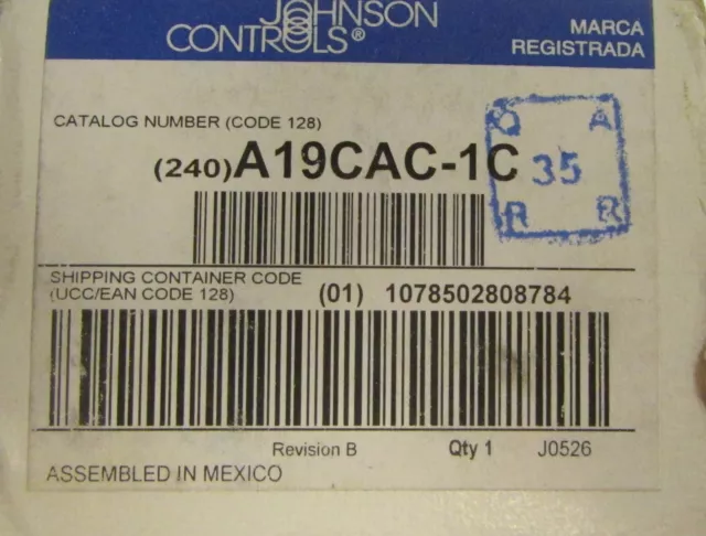 JOHNSON CONTROLS A19CAC 1C 60-90°F Change Over Thermostat