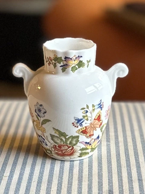 Vintage Aynsley Bone China Bud Vase Cottage Garden Design 3 1/2" Made In England