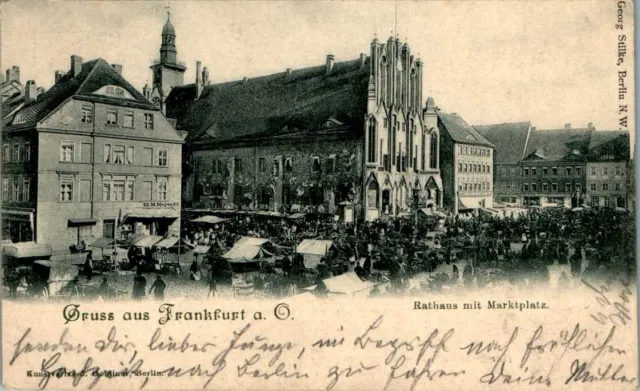 Ak Gruss Aus Frankfurt An Der Oder Rathaus + Marktplatz 1900 Brandenburg