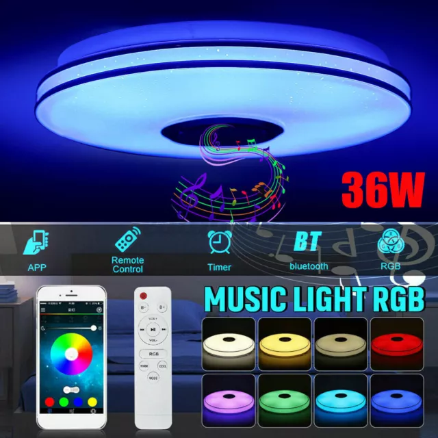 RGB LED Deckenlampe Dimmbar mit Bluetooth Musik Lautsprecher App Fernbedienung A