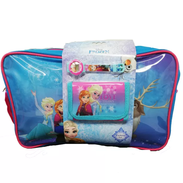 FROZEN SET BORSA PORTAFOGLIO OROLOGIO SCUOLA TEMPO LIBERO FROZEN 34x21x6