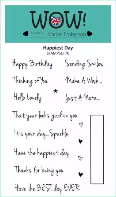 WOW! Happiest Day Sentiment Greeting 17 Pce Clear Stamp Set Birthday Card Making
