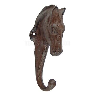 Horse Head Single Key Hook Towel Hat Coat Hanger Rustic Cast Iron Antique Style