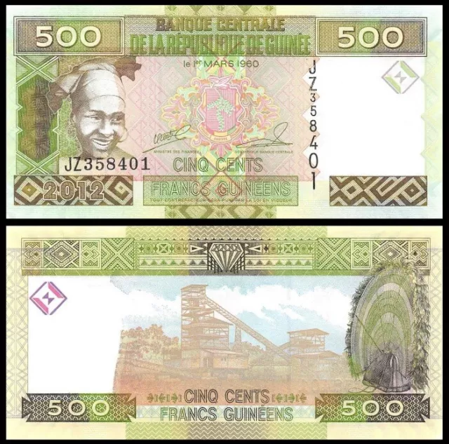 GUINEA 500 Francs, 2012, P-39, UNC World Currency