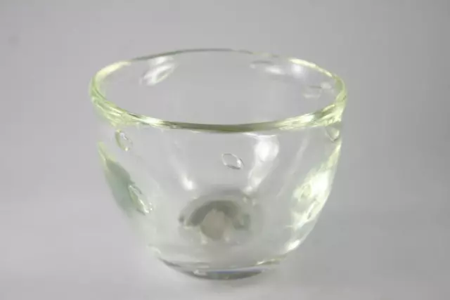 Leisa Wharington Studio Art Glass Clear Vase With Appied Bubbles Signed