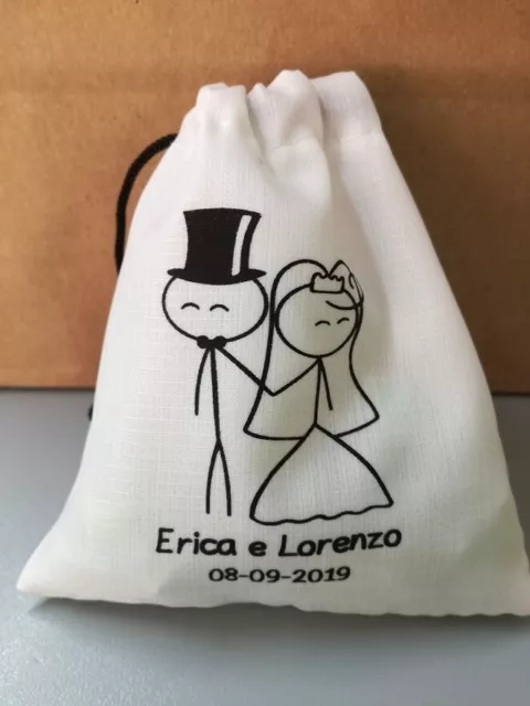 50 SACCHETTINI PORTACONFETTI PERSONALIZZATI MATRIMONIO Borsa Kiping + OMAGGI