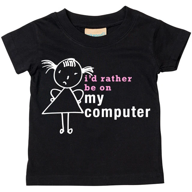 Maglietta bambina I'd Rather Be On My Computer bambino disponibile in taglie 0