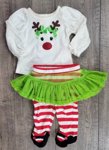 Baby Girl Okie Dokie Newborn 2pc Reindeer Tutu Footed Outfit