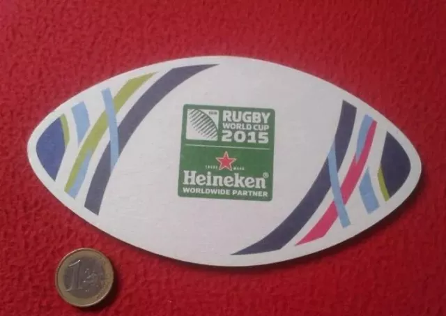 Posavasos Coaster Beer Mat Cerveza Troquelado Pelota Rugby Heineken Worrld Cup..