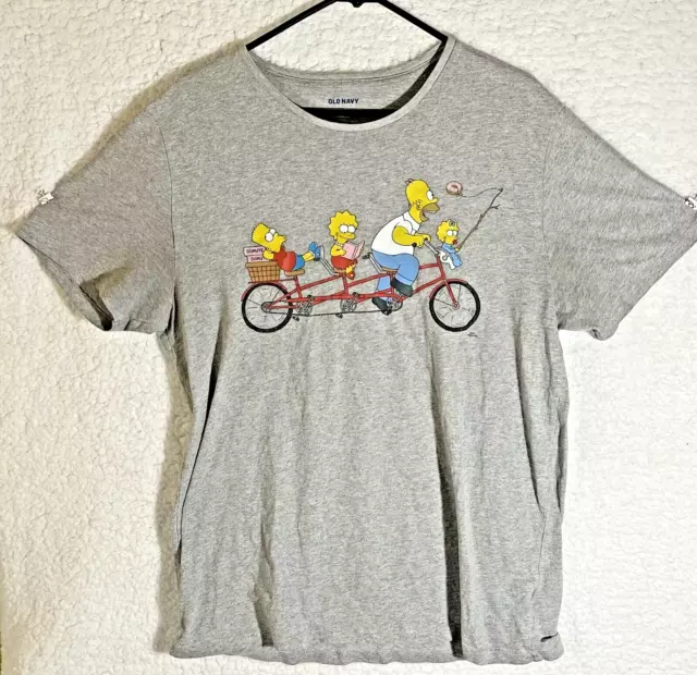 Simpsons Old Navy Tandem Bike Homer Bart Lisa Maggie Mens L Tshirt