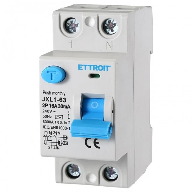 Ettroit Interruttore Differenziale Puro 2P 16-25-40-63A 30Ma 220V-6Ka