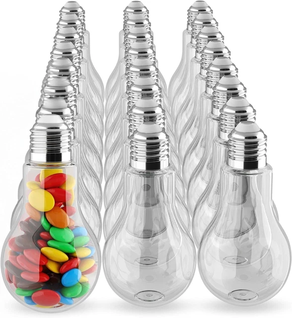 HOUSEABLES FILLABLE LIGHT Bulb, Candy Container, Silver, Plastic, 100 ...