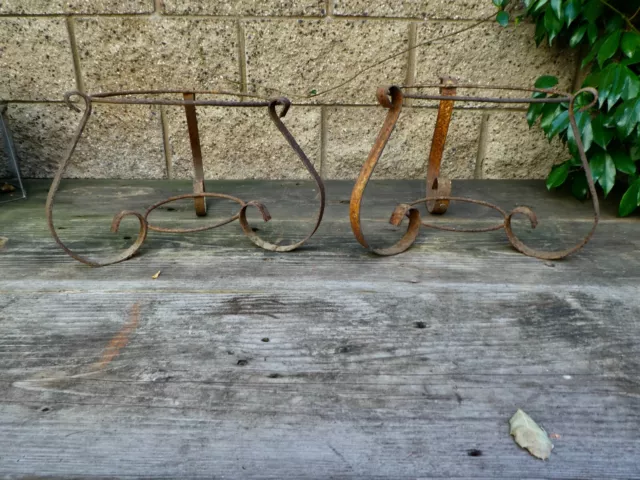 2 Wrought Iron Spanish Revival Plant Holder Stand Vintage