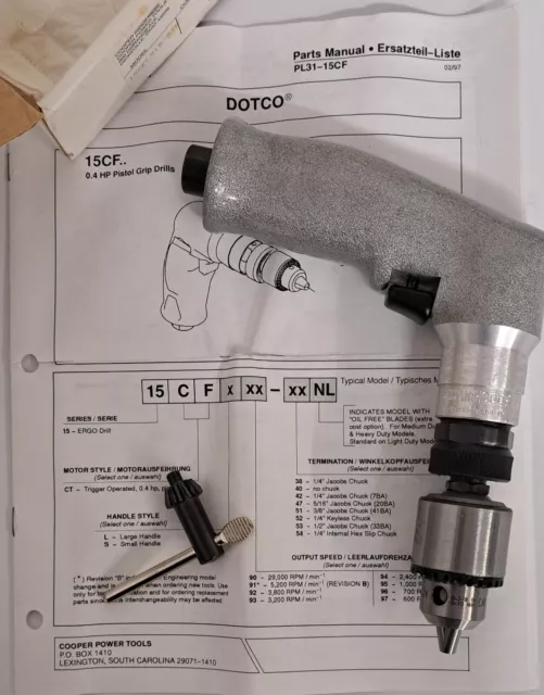 DOTCO Druckluft Präzisions-Bohrmaschine Model 15CFL mit Spannfutter unbenutzt
