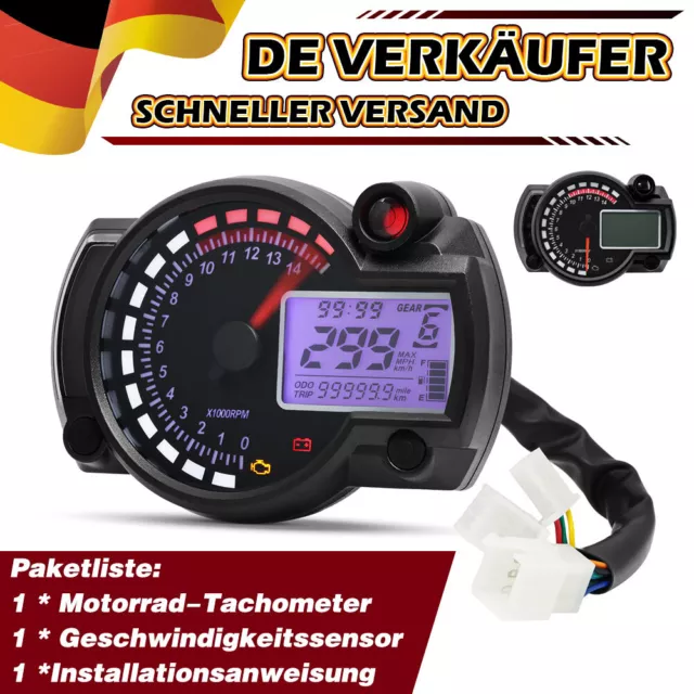 Motorrad Tachometer LCD Digital Kilometerzähler Geschwindigkeitssensor Roller