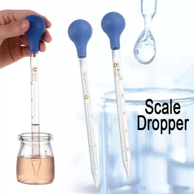 5/10ml Rubber Head Glass Dropper Pipettes Graduated Scale Line Transfer Lab Tool