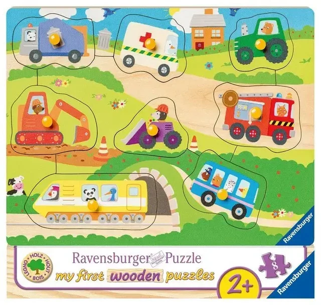 Ravensburger My First Wooden Puzzle – Die Kleine Baustelle, 3-teiliges Holzpuzzle Für Kinder Ab 1,5 Jahren, 24x9 Cm