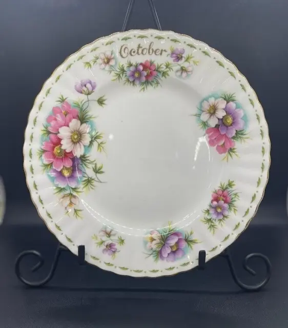 Royal Albert Bone China Flower Of The Month October 8” 1970 Vintage, Cosmos