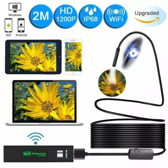 8 LED WIFI Endoscope Wireless Borescope Inspection Camera For Android iPhone UK