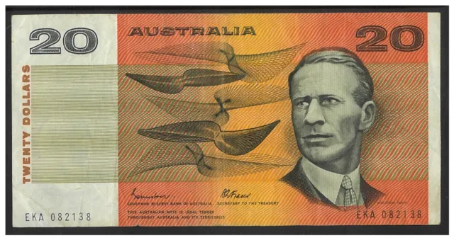 Australia 1988 $20 Twenty Dollars Paper Banknote Johnston/Fraser R409b Fine+ #12