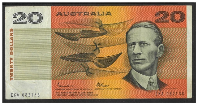 Australia 1988 $20 Twenty Dollars Paper Banknote Johnston/Fraser R409b Fine+ #12