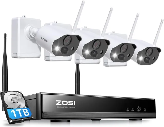 ZOSI C306PK 8CH 2K 3MP Wireless Security System, 4 x Wire-Free Camera,  1TB HDD