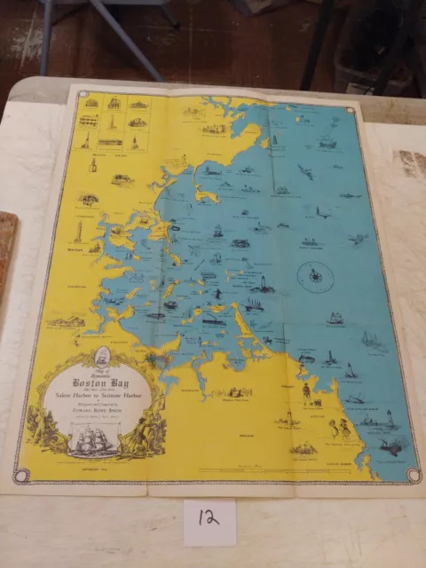 Map Of Romantic Boston Bay 1944