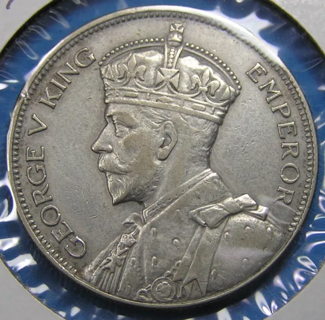 New Zealand 1/2 Crown Half Crown .500 Silver Coin KGV, 1934 XF, KM-5