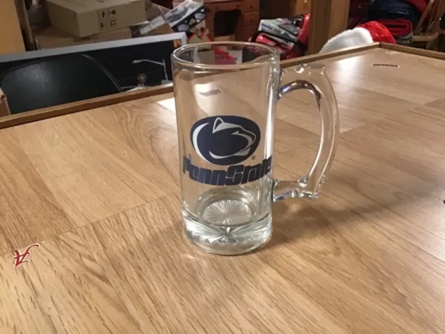 Penn State University 12 oz Beer Mug Nittany Lions Logo Clear Drinking Glass