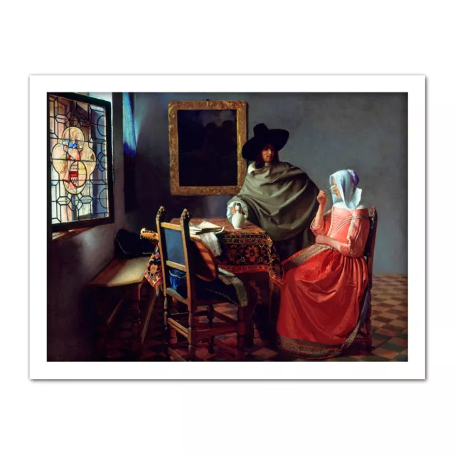 Jan Vermeer Van Delft Das Glas Wein großer gerahmter Kunstdruck