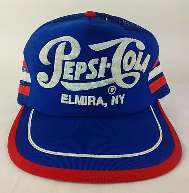 PEPSI COLA 3 Three Stripe Snapback Elmira, NY Mesh Trucker Hat