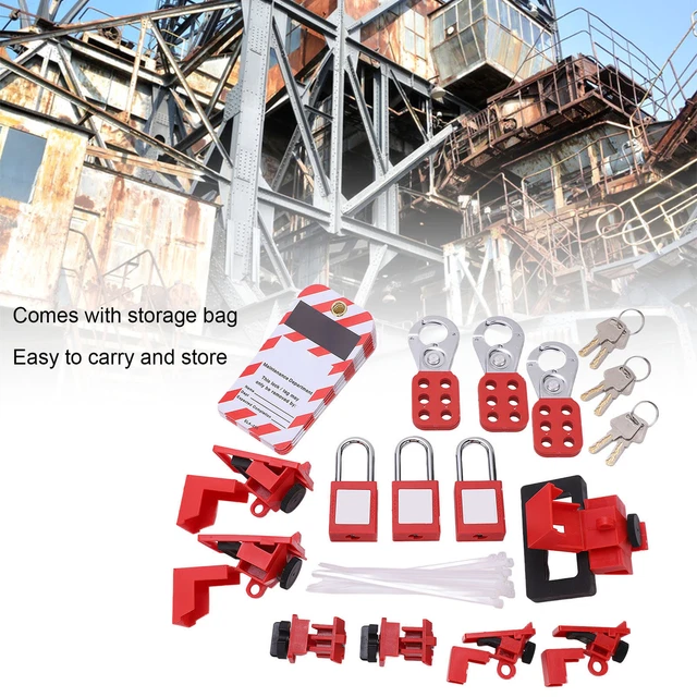 Safety Padlock Heavy Duty Storage Bag Durable Lock Sign Set For Industrial Use