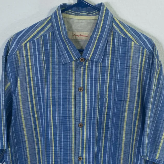 TOMMY BAHAMA Men’s S/S Casual Shirt size X-LARGE Color BLUE STRIPED