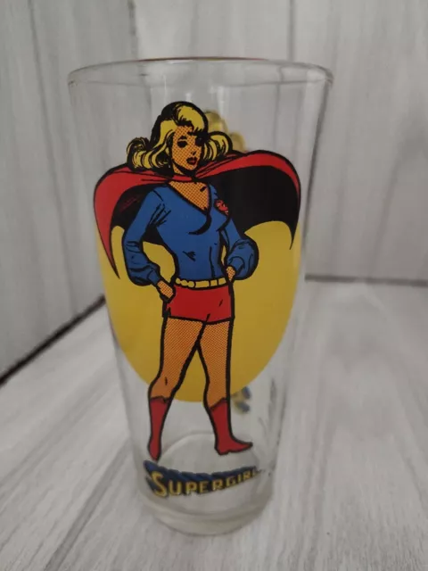 Vtg 1976 DC Comics Pepsi Super Series Moon Series Supergirl Drinking Glass