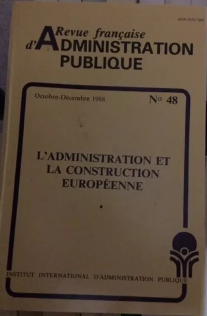 Rivista Francese D'Somministrazione Pubblico - Octobre-Decembre 1988