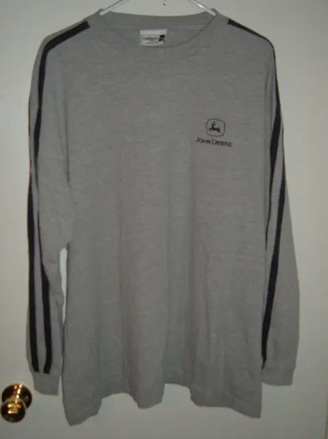 John Deere Logo Adult 2XL Gray Long Sleeve Shirt