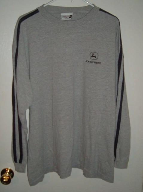 John Deere Logo Adult 2XL Gray Long Sleeve Shirt