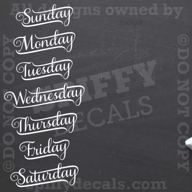 CHALKBOARD CALENDER DAYS OF THE WEEK Vinyl Wall Decal Decor Stickers Quote