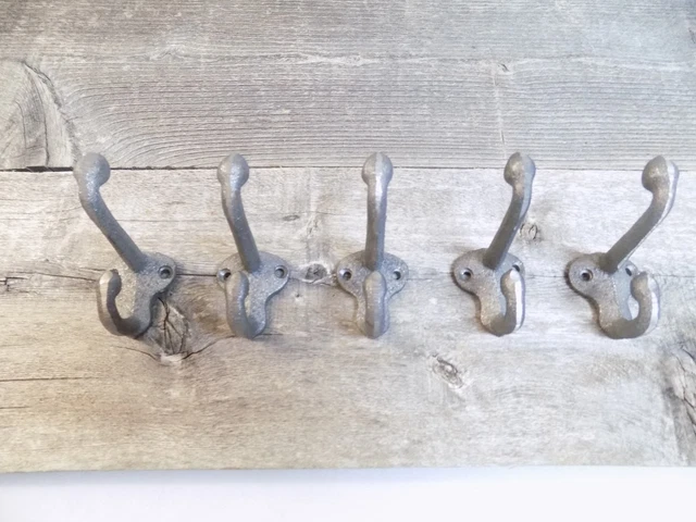 5 Coat Hooks Cast Iron Vintage Antique Look Hat Hook Hall Tree Restoration Farm