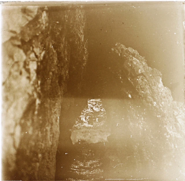 FRANCE rocky landscape seaside photo c1925 vintage glass plate P74L27n4