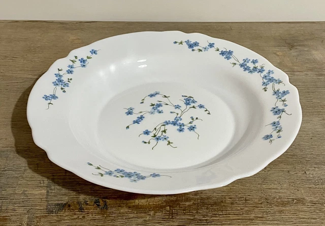 Grand Plat Rond Creux Arcopal Veronica Myosotis 28,5 Cm - Vintage France