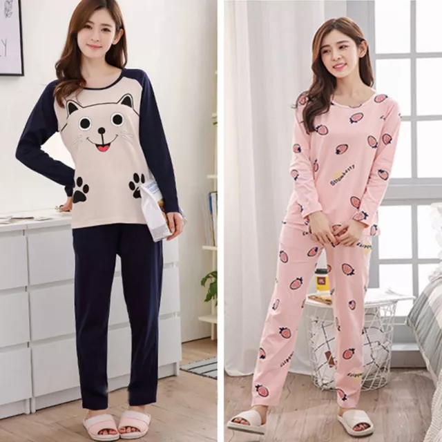 Womens Pajama Sets Sleepwear Nightwear Long-sleeve Soft Pyjamas Loungewear Pjs