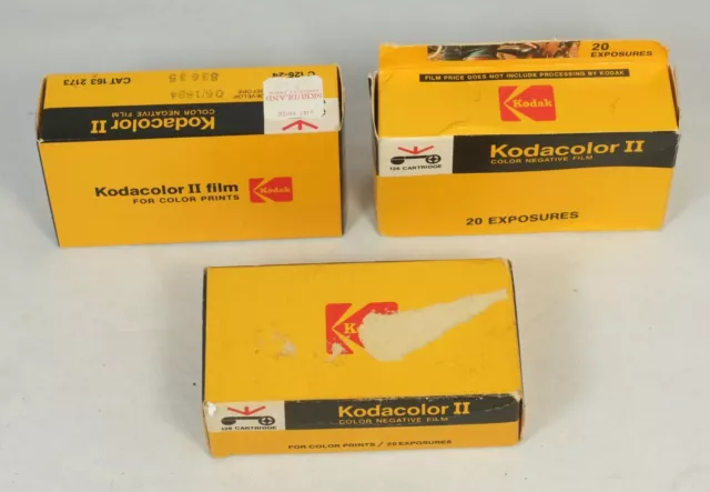 3 rollos de cartuchos de película vintage Kodak Kodacolor II color caducado 126