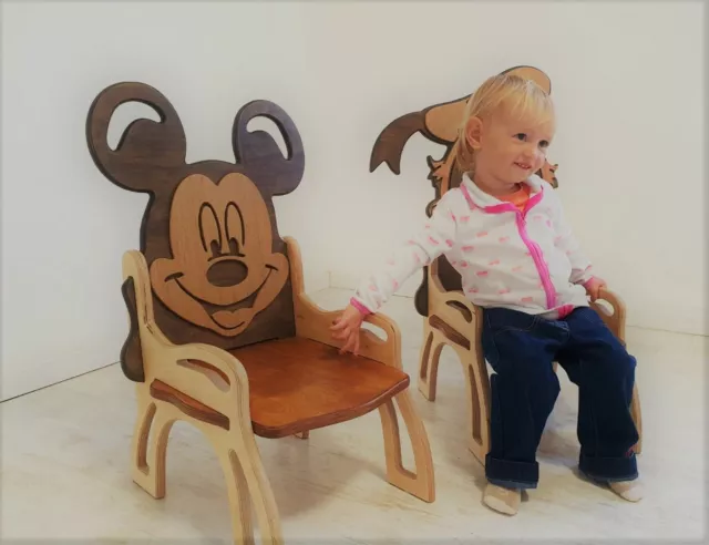 Baby eco wooden chair Mickey Mouse nursery bench chair nursery creative furnitur