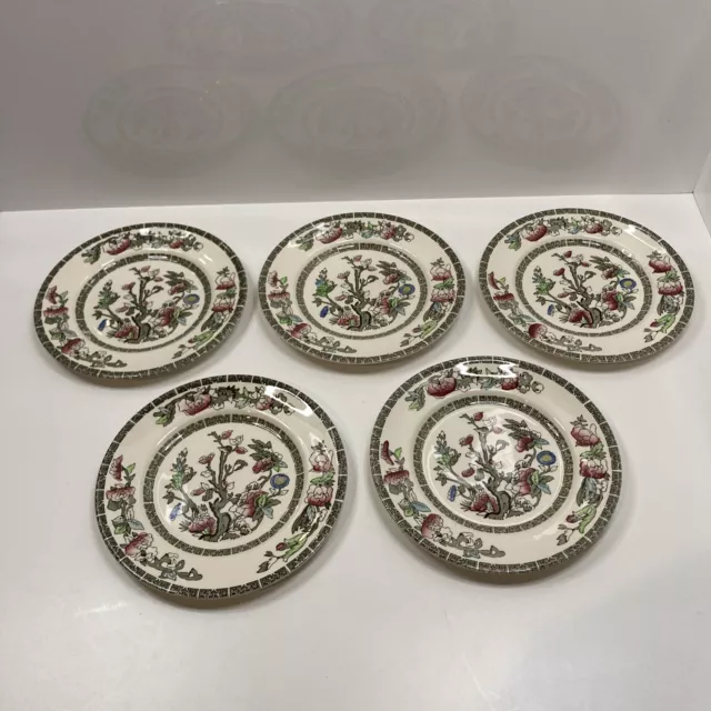 5x Johnson Bros Pottery England Indian Tree 7” Plates 1960’s