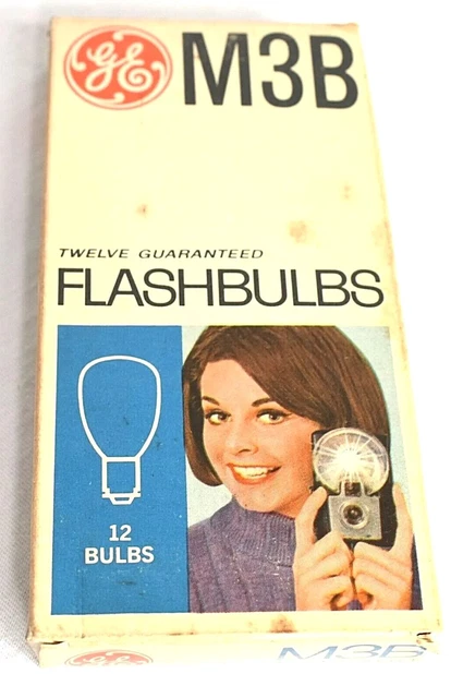 Bombillas Azules Eléctricas Generales M3B De Colección Stock Antiguo 12 Ge + Paquete Original