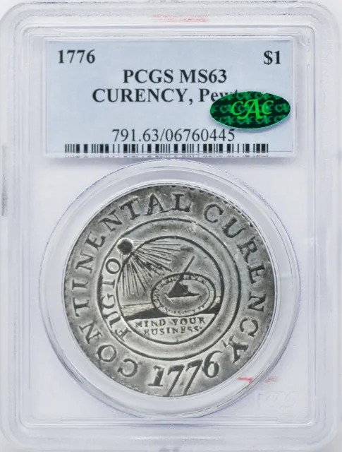 1776 Continental $1 Pcgs Ms 63