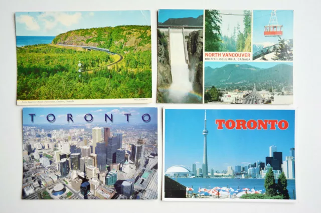 Postkarten Kanada  4 PK , versandt mit Briefmarken,  Konvolut